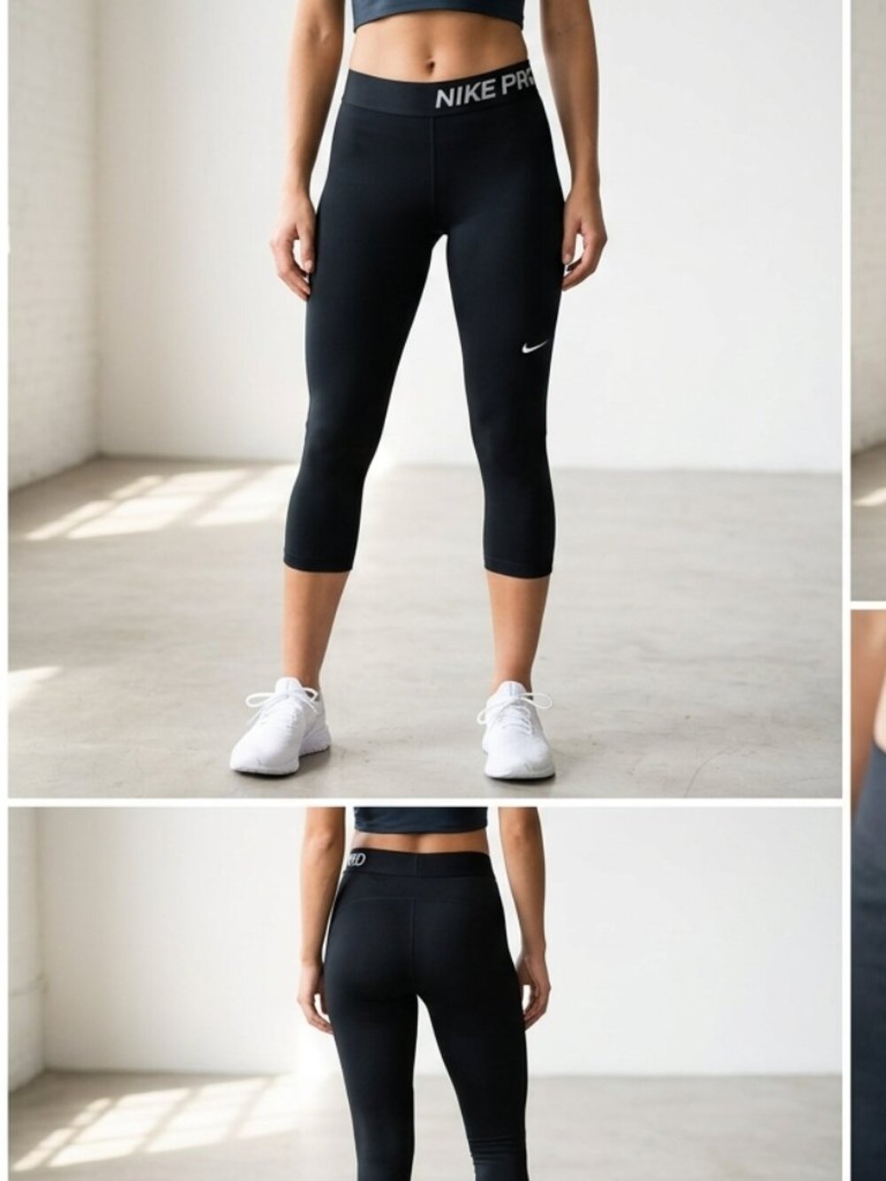 Nike Pro Dri-FIT Black Athletic Compression Capri Leggings Crop Pants Medium